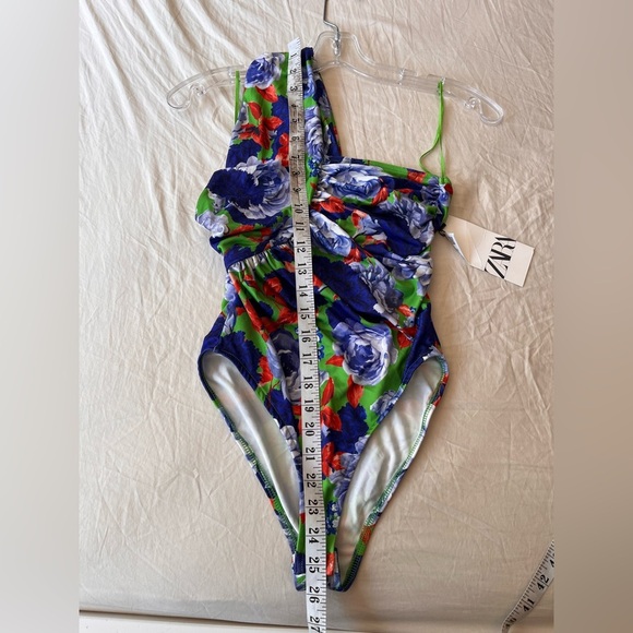 NWT ZARA Asymmetric Floral One-Shoulder Bodysuit S - Picture 14 of 16